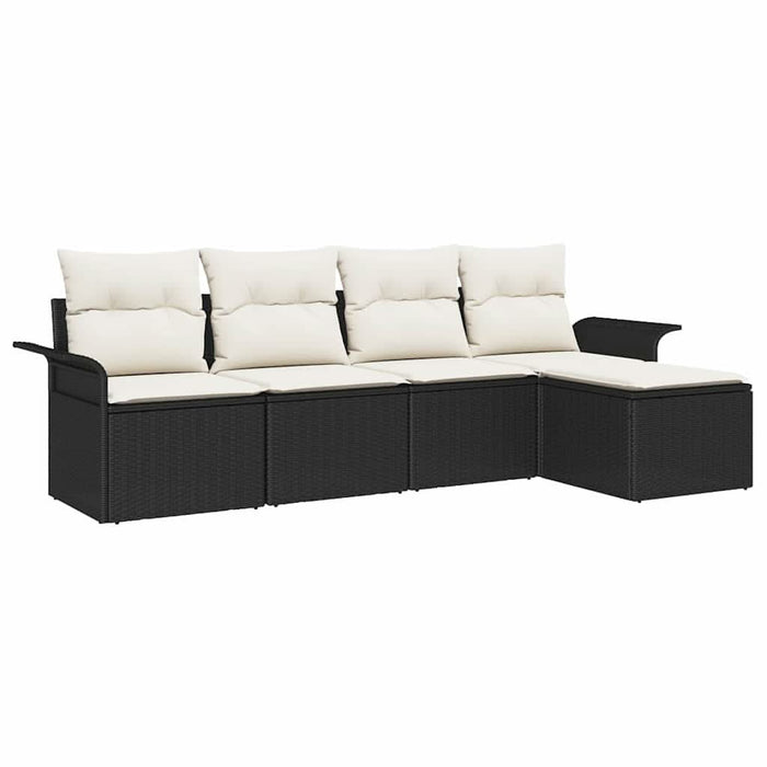 Set de canapele pentru grădină cu pernă 5 pcs Negru Rattan poli - WALTI WALTI