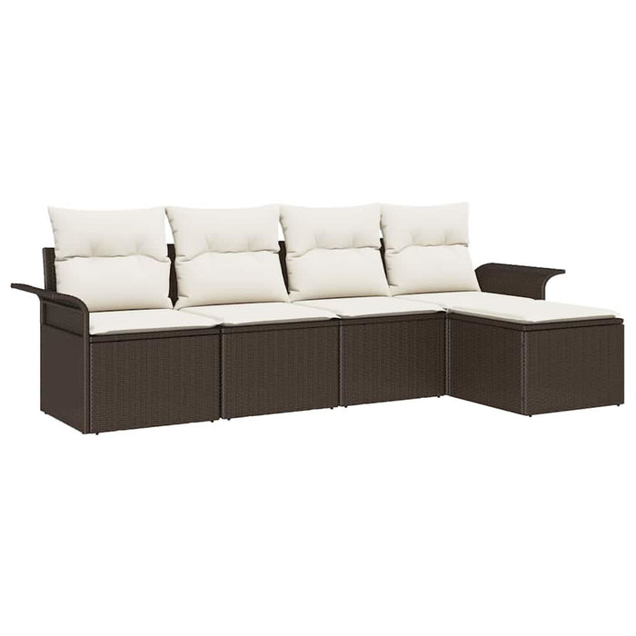 Set de canapele pentru grădină cu pernă 5 pcs Maro Rattan poli - WALTI WALTI