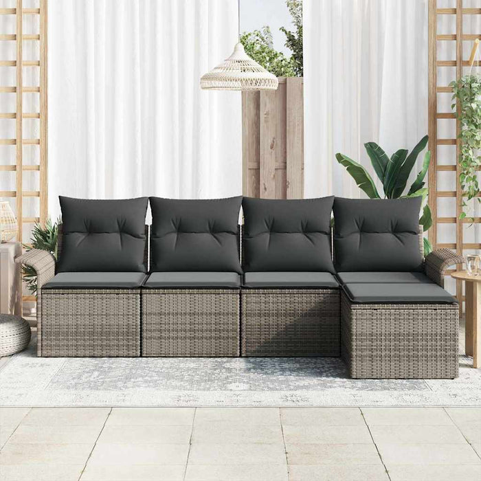 Set de canapele pentru grădină cu pernă 5 pcs Gri Rattan poli - WALTI WALTI