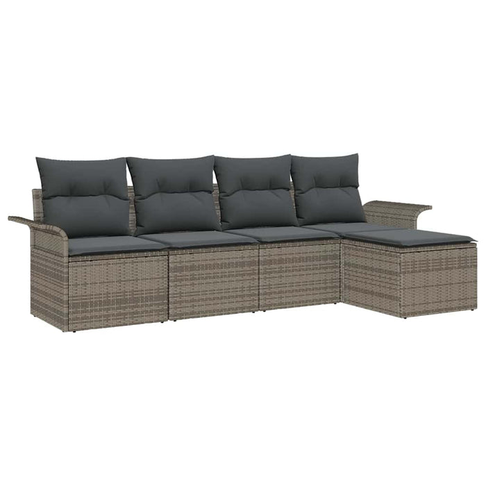 Set de canapele pentru grădină cu pernă 5 pcs Gri Rattan poli - WALTI WALTI
