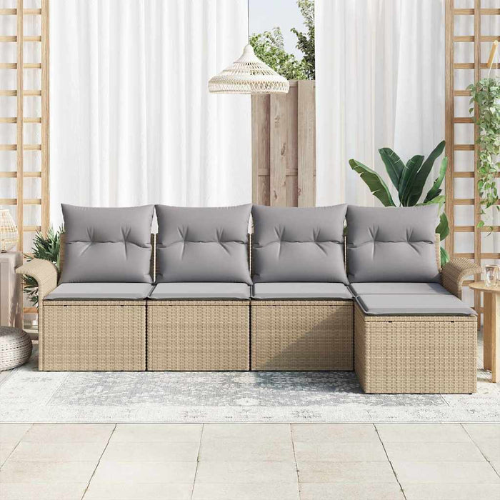 Set de canapele pentru grădină cu pernă 5 pcs Bej Rattan poli - WALTI WALTI