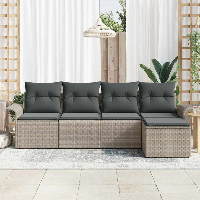 Set de canapele pentru grădină 5 pcs Gri deschis Rattan poli - WALTI WALTI