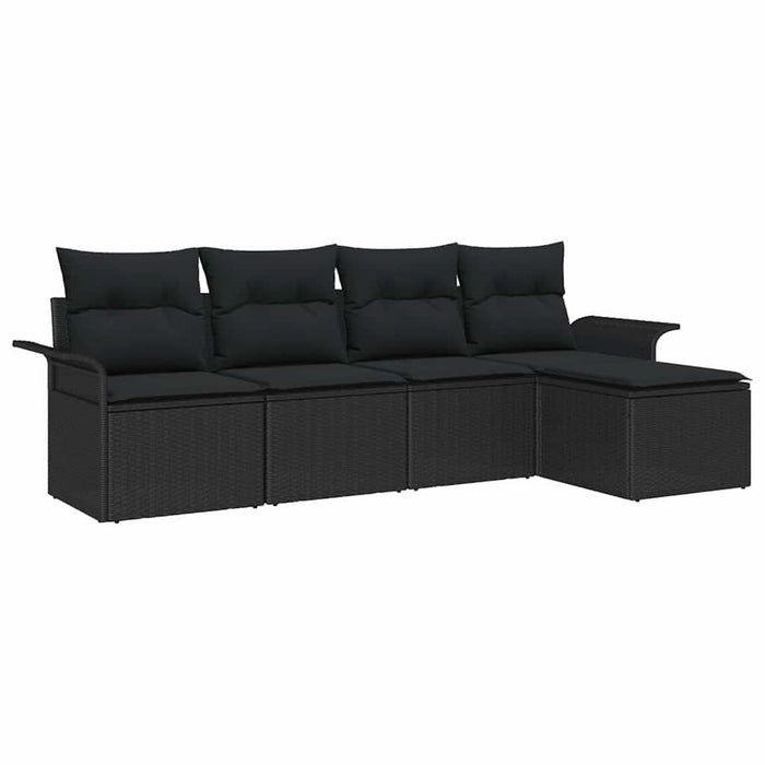 Set de canapele pentru grădină cu pernă 5 pcs Negru Rattan poli - WALTI WALTI