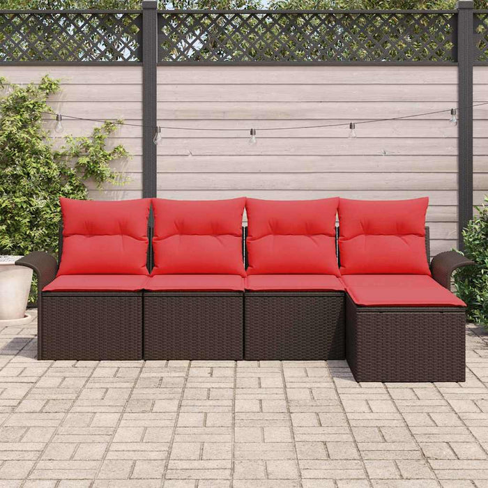 Set de canapele pentru grădină cu pernă 5 pcs Maro poliratan - WALTI WALTI