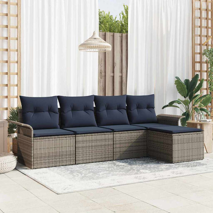 Set de canapele pentru grădină cu pernă 5 pcs Gri poliratan - WALTI WALTI