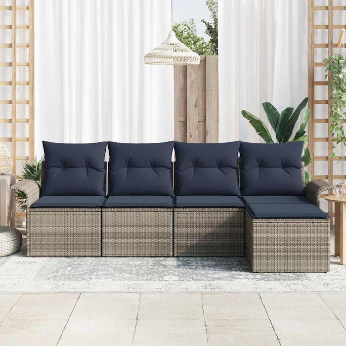 Set de canapele pentru grădină cu pernă 5 pcs Gri poliratan - WALTI WALTI