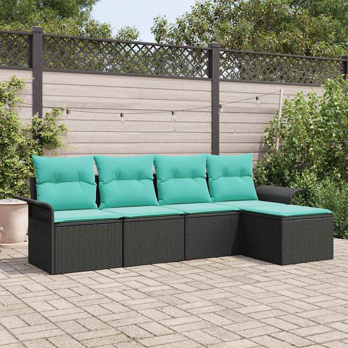 Set de canapele pentru grădină cu pernă 5 pcs Negru poliratan - WALTI WALTI