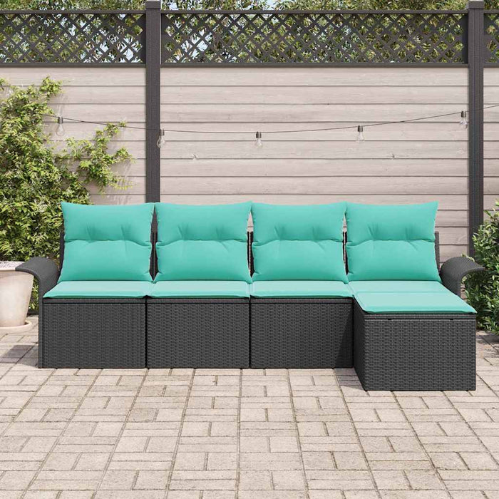 Set de canapele pentru grădină cu pernă 5 pcs Negru poliratan - WALTI WALTI