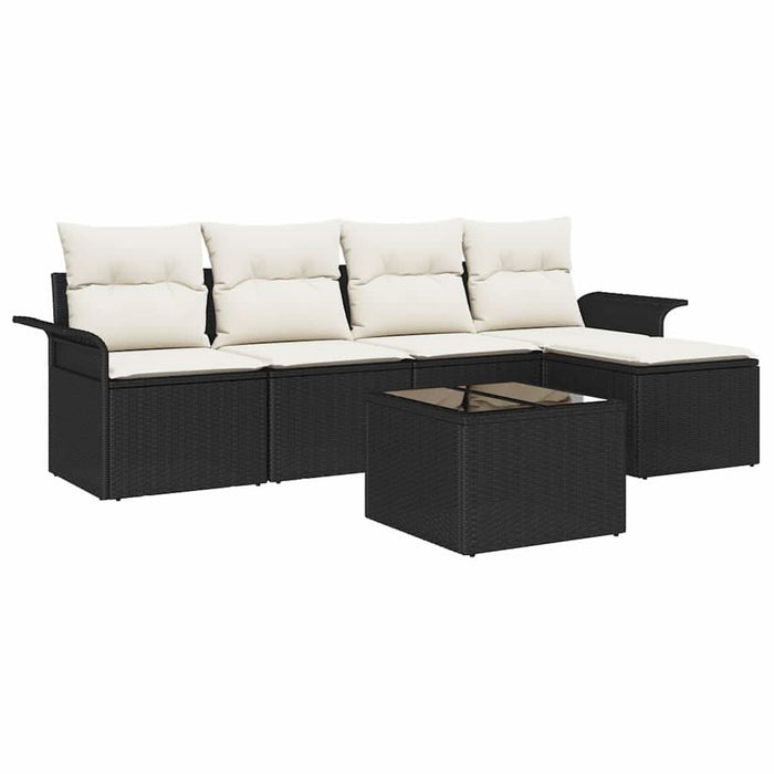 Set de canapele pentru grădină cu pernă 6 pcs Negru Rattan poli - WALTI WALTI