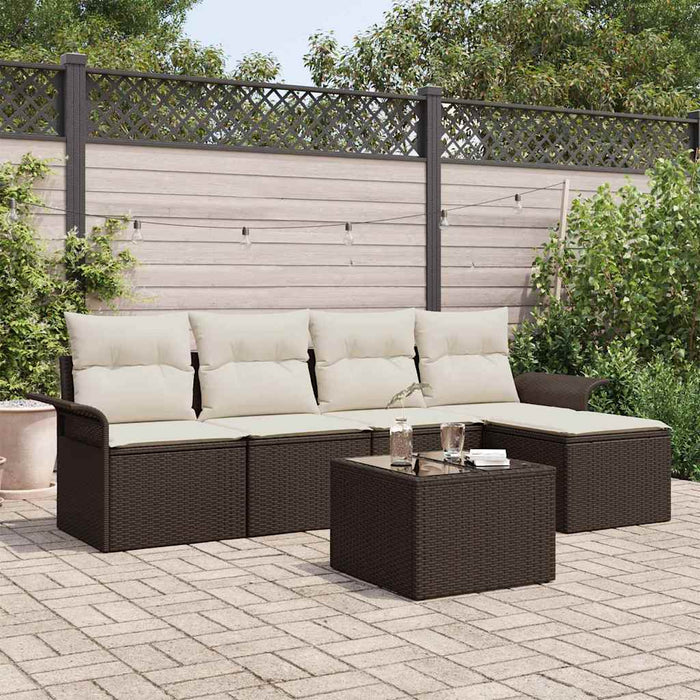 Set de canapele pentru grădină cu pernă 6 pcs Maro Rattan poli - WALTI WALTI