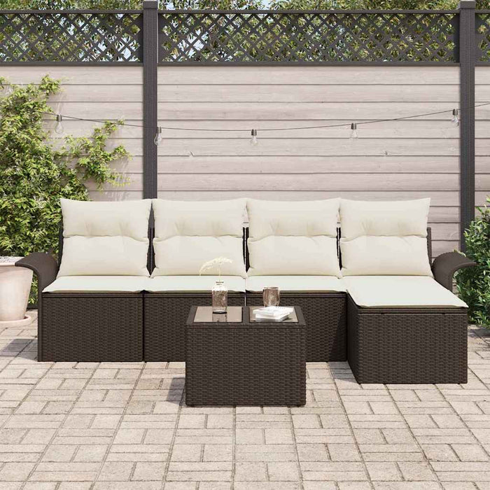 Set de canapele pentru grădină cu pernă 6 pcs Maro Rattan poli - WALTI WALTI