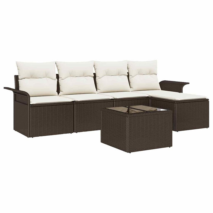 Set de canapele pentru grădină cu pernă 6 pcs Maro Rattan poli - WALTI WALTI
