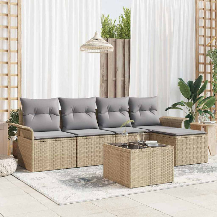 Set de canapele pentru grădină cu pernă 6 pcs Bej Rattan poli - WALTI WALTI