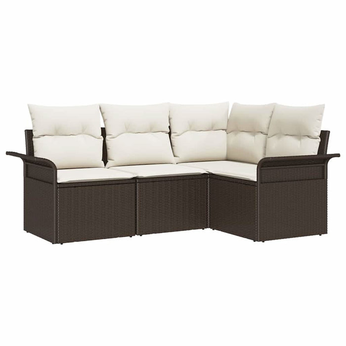 Set de canapele pentru grădină cu pernă 4 pcs Maro Rattan poli - WALTI WALTI