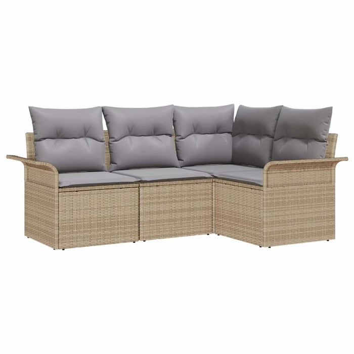 Set de canapele pentru grădină cu pernă 4 pcs Bej Rattan poli - WALTI WALTI