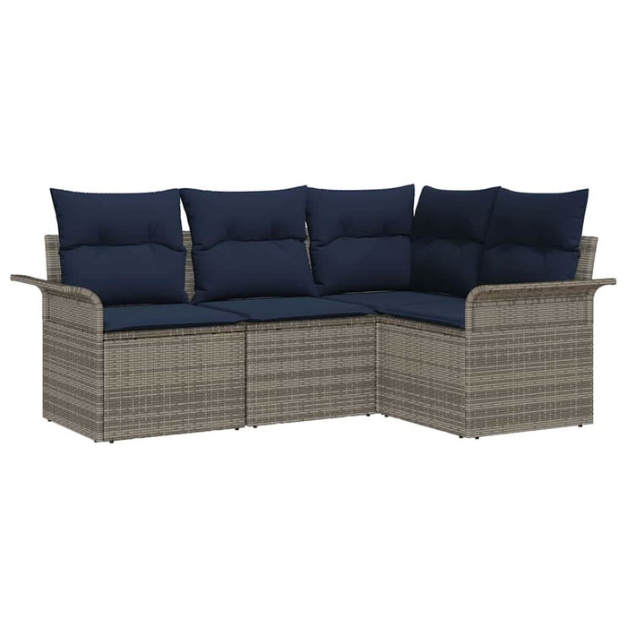 Set de canapele pentru grădină cu pernă 4 pcs Gri poliratan - WALTI WALTI