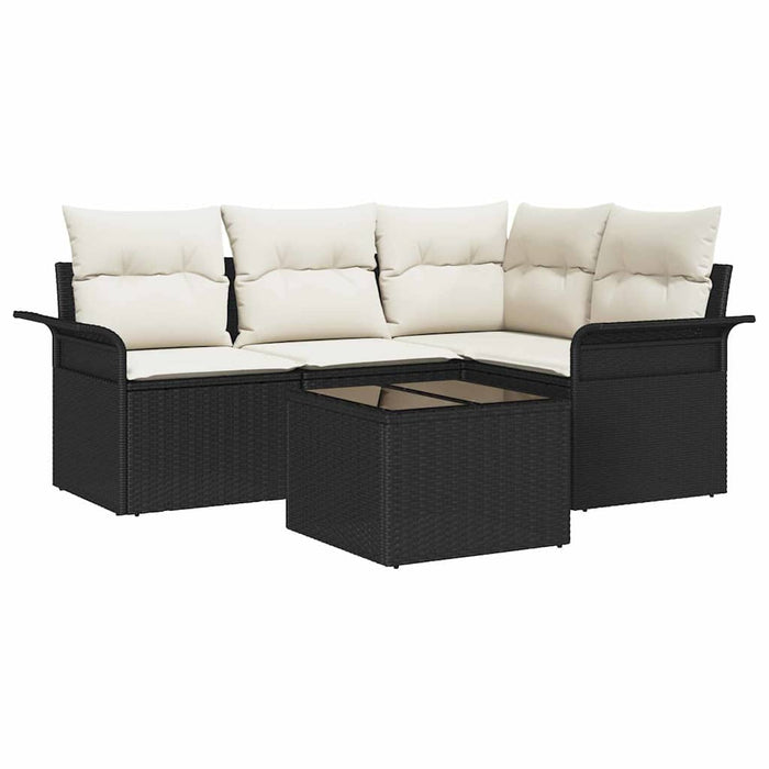 Set de canapele pentru grădină cu pernă 5 pcs Negru Rattan poli - WALTI WALTI