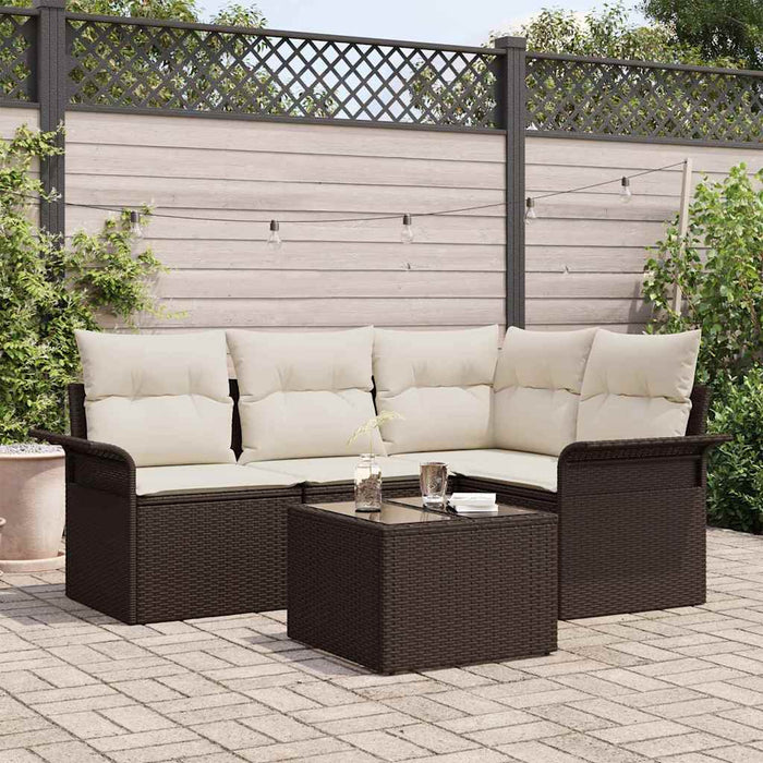 Set de canapele pentru grădină cu pernă 5 pcs Maro Rattan poli - WALTI WALTI