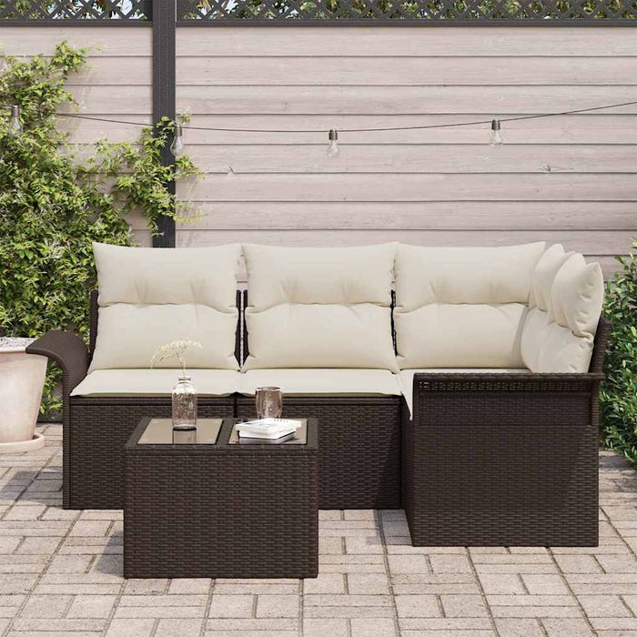Set de canapele pentru grădină cu pernă 5 pcs Maro Rattan poli - WALTI WALTI