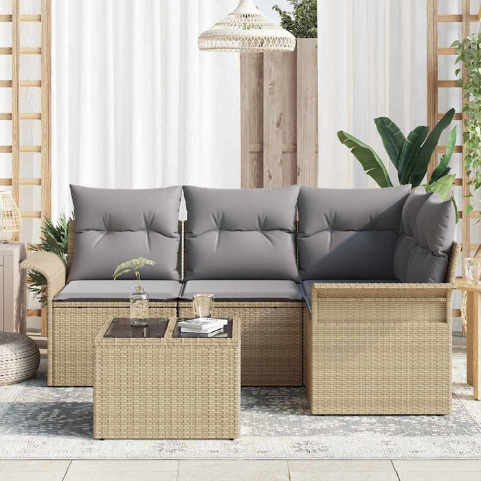 Set de canapele pentru grădină cu pernă 5 pcs Bej Rattan poli - WALTI WALTI