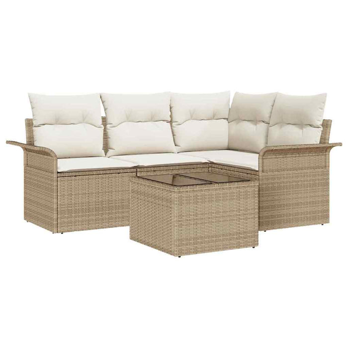 Set de canapele pentru grădină cu pernă 5 pcs Bej poliratan WALTI
