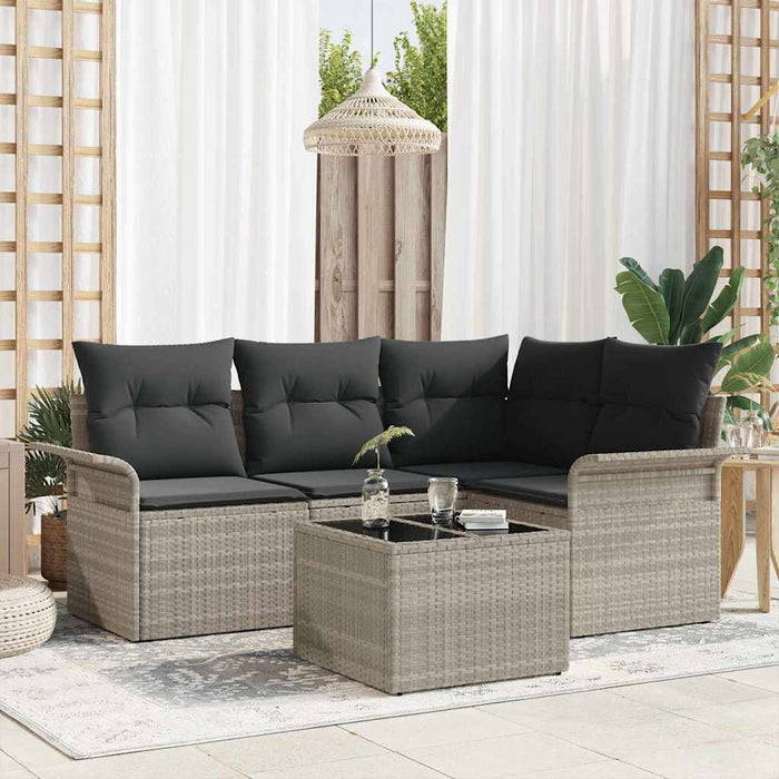 Set de canapele pentru grădină 5 pcs Gri deschis Rattan poli - WALTI WALTI