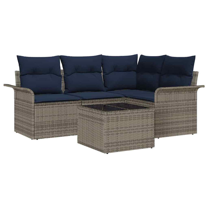 Set de canapele pentru grădină cu pernă 5 pcs Gri poliratan - WALTI WALTI