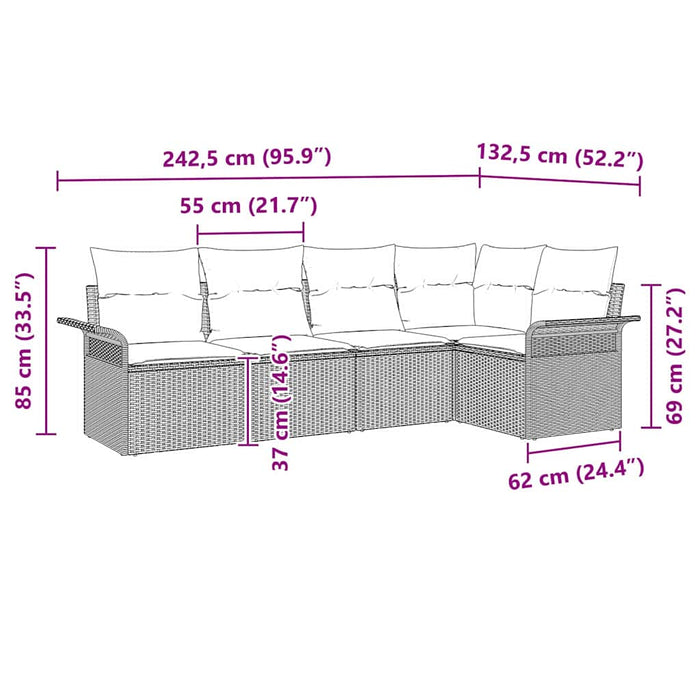 Set de canapele pentru grădină 5 buc. Negru poliratan WALTI