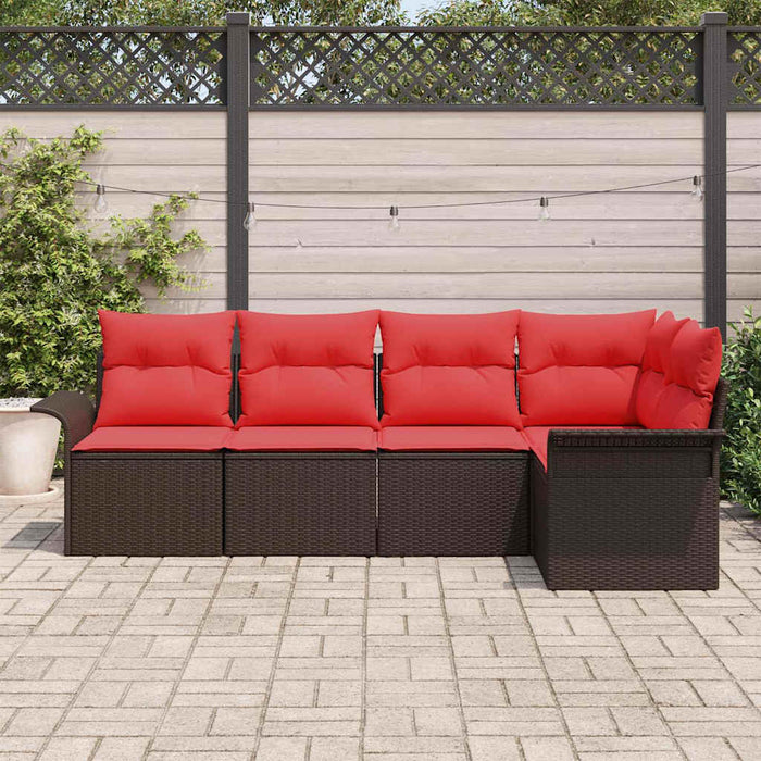 Set de canapele pentru grădină cu pernă 5 pcs Maro poliratan - WALTI WALTI