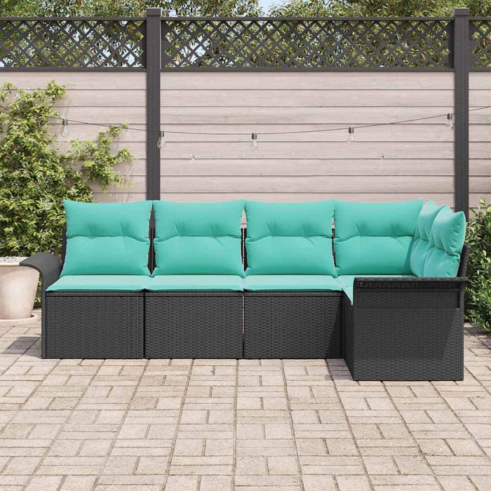 Set de canapele pentru grădină cu pernă 5 pcs Negru poliratan - WALTI WALTI