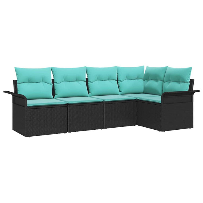 Set de canapele pentru grădină cu pernă 5 pcs Negru poliratan - WALTI WALTI