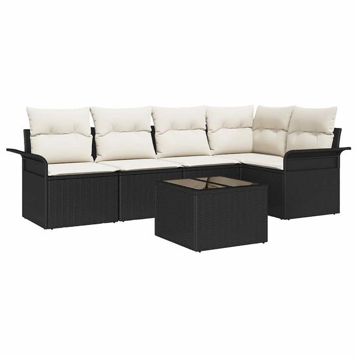 Set de canapele pentru grădină 6 buc. Negru poliratan WALTI