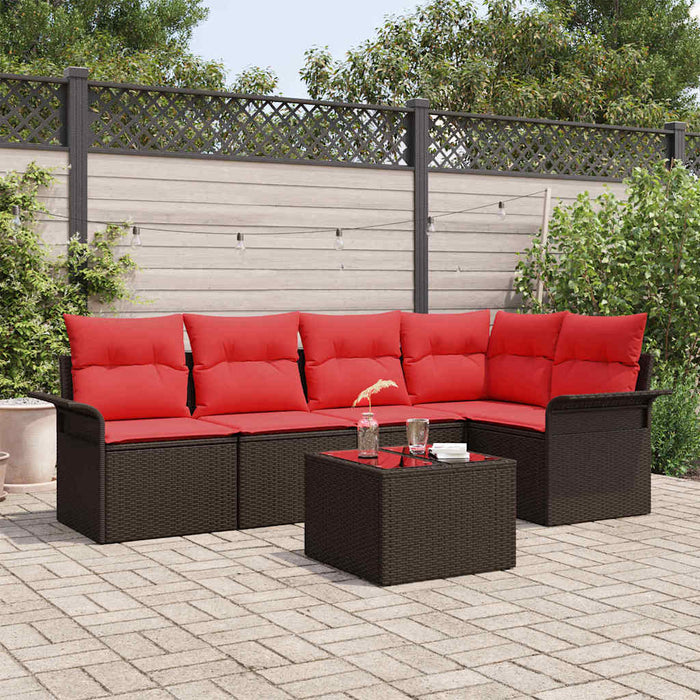 Set de canapele pentru grădină cu pernă 6 pcs Maro poliratan - WALTI WALTI