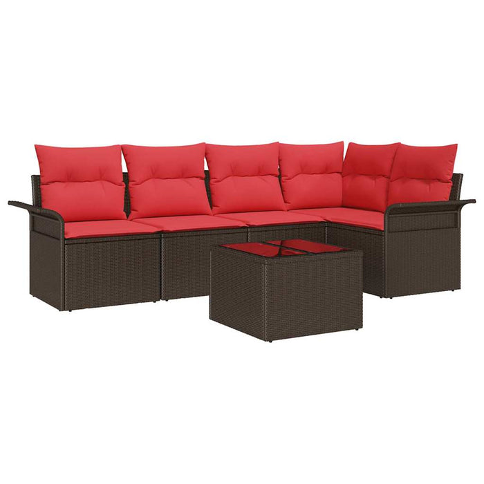 Set de canapele pentru grădină cu pernă 6 pcs Maro poliratan - WALTI WALTI