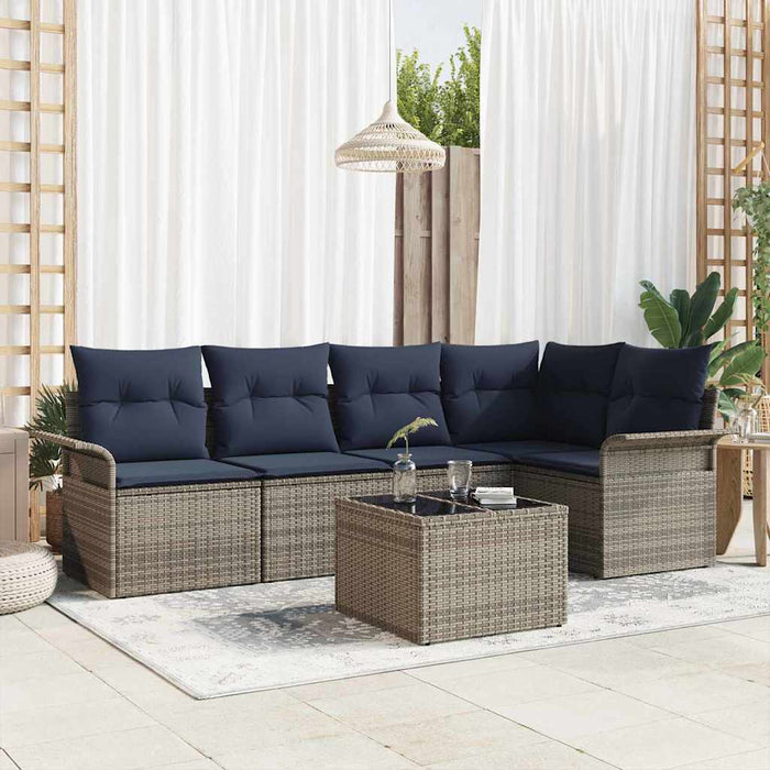 Set de canapele pentru grădină cu pernă 6 pcs Gri poliratan - WALTI WALTI