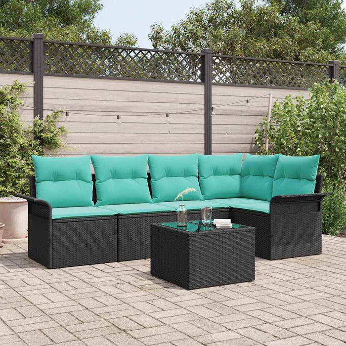 Set de canapele pentru grădină cu pernă 6 pcs Negru poliratan - WALTI WALTI