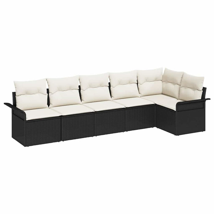 Set de canapele pentru grădină cu pernă 6 pcs Negru Rattan poli - WALTI WALTI