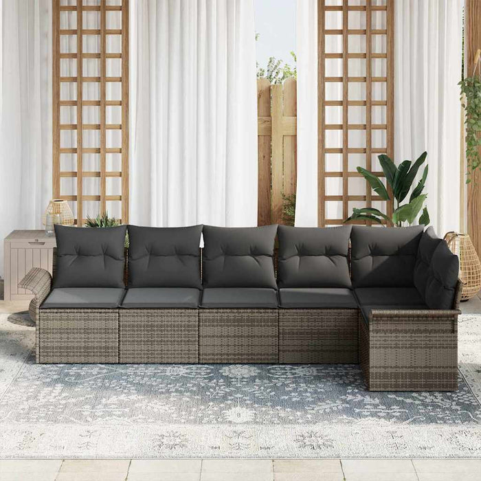 Set de canapele pentru grădină cu pernă 6 pcs Gri Rattan poli - WALTI WALTI
