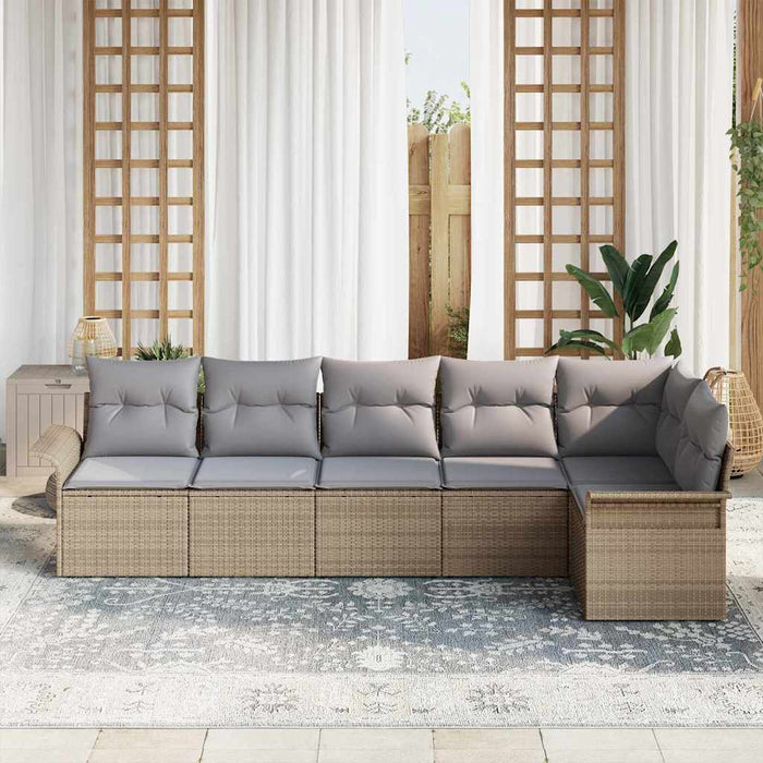 Set de canapele pentru grădină cu pernă 6 pcs Bej Rattan poli - WALTI WALTI