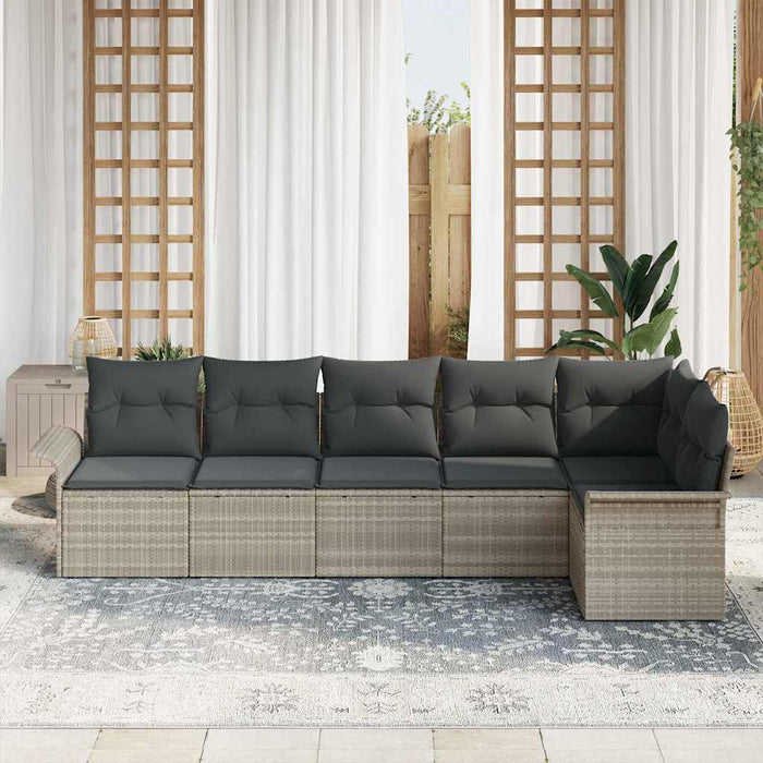 Set de canapele pentru grădină 6 pcs Gri deschis Rattan poli - WALTI WALTI