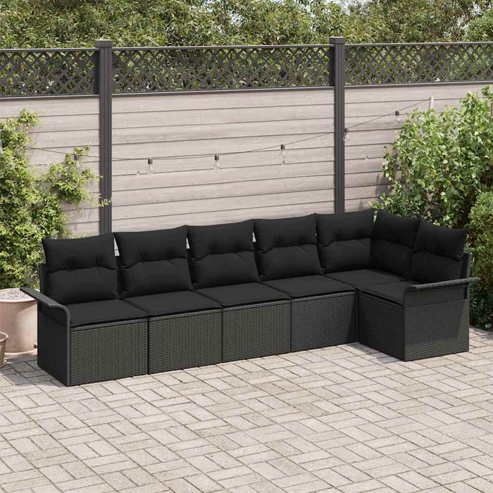 Set de canapele pentru grădină cu pernă 6 pcs Negru Rattan poli - WALTI WALTI