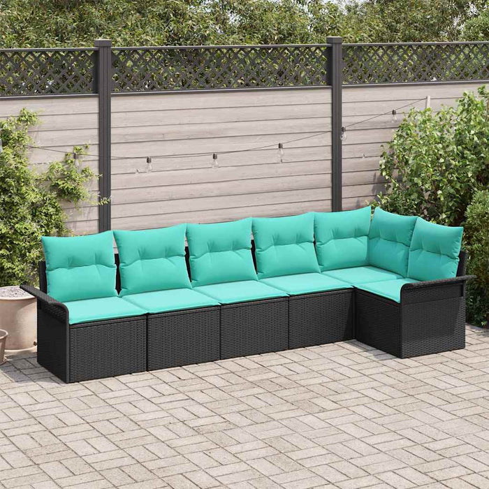Set de canapele pentru grădină cu pernă 6 pcs Negru poliratan - WALTI WALTI