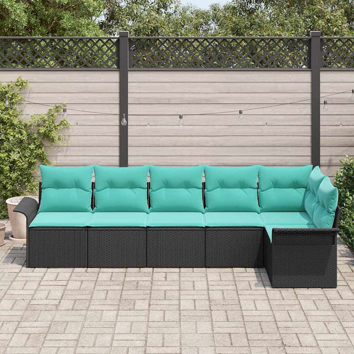 Set de canapele pentru grădină cu pernă 6 pcs Negru poliratan - WALTI WALTI