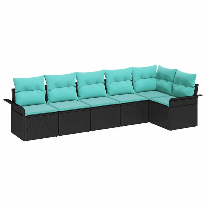 Set de canapele pentru grădină cu pernă 6 pcs Negru poliratan - WALTI WALTI