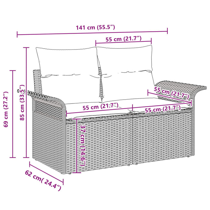 Set de canapele pentru grădină cu pernă 6 pcs Negru poliratan - WALTI WALTI