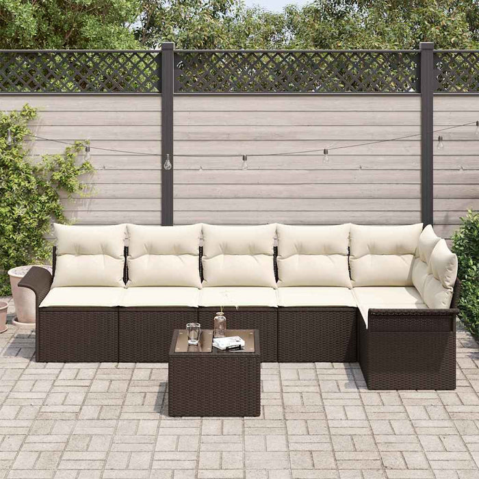 Set de canapele pentru grădină cu pernă 7 pcs Maro Rattan poli - WALTI WALTI