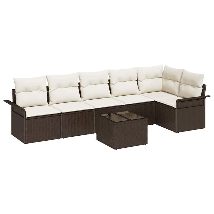 Set de canapele pentru grădină cu pernă 7 pcs Maro Rattan poli - WALTI WALTI