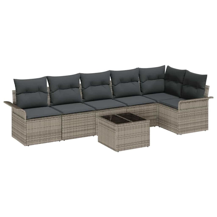 Set de canapele pentru grădină cu pernă 7 pcs Gri Rattan poli - WALTI WALTI