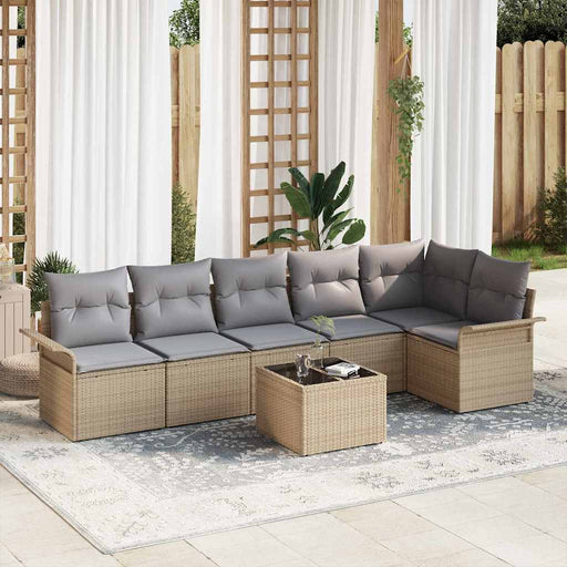 Set de canapele pentru grădină cu pernă 7 pcs Bej Rattan poli - WALTI WALTI