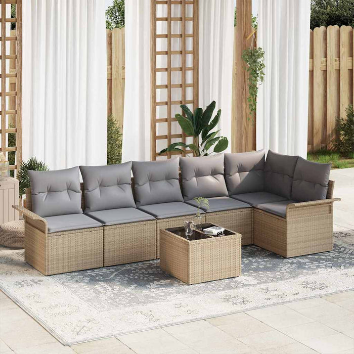 Set de canapele pentru grădină cu pernă 7 pcs Bej Rattan poli - WALTI WALTI